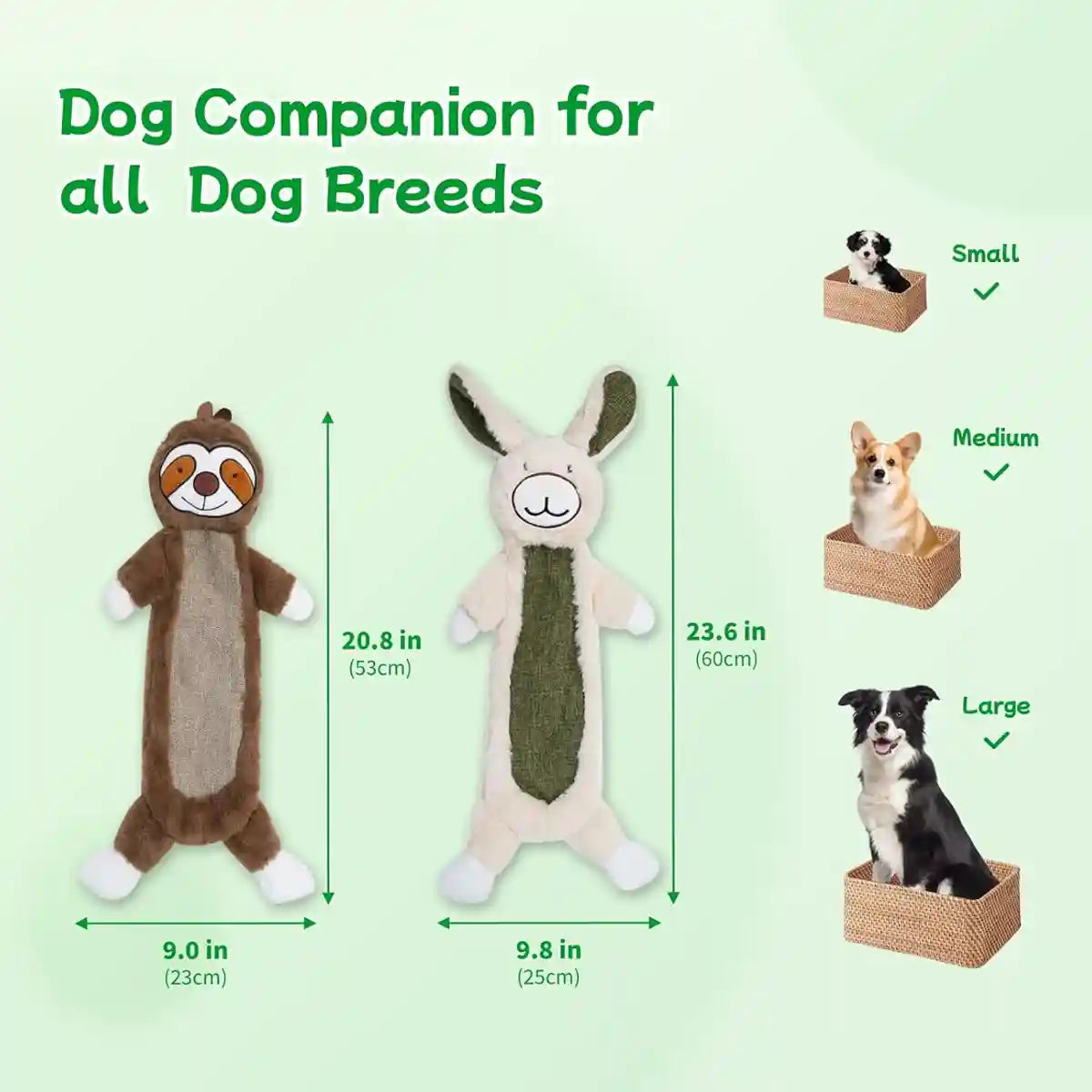 Plush No Stuffing Squeaky Dog Toy with Crinkle Paper