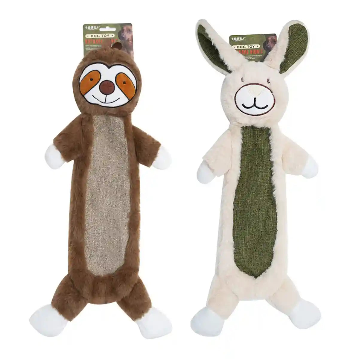 Plush No Stuffing Squeaky Dog Toy with Crinkle Paper