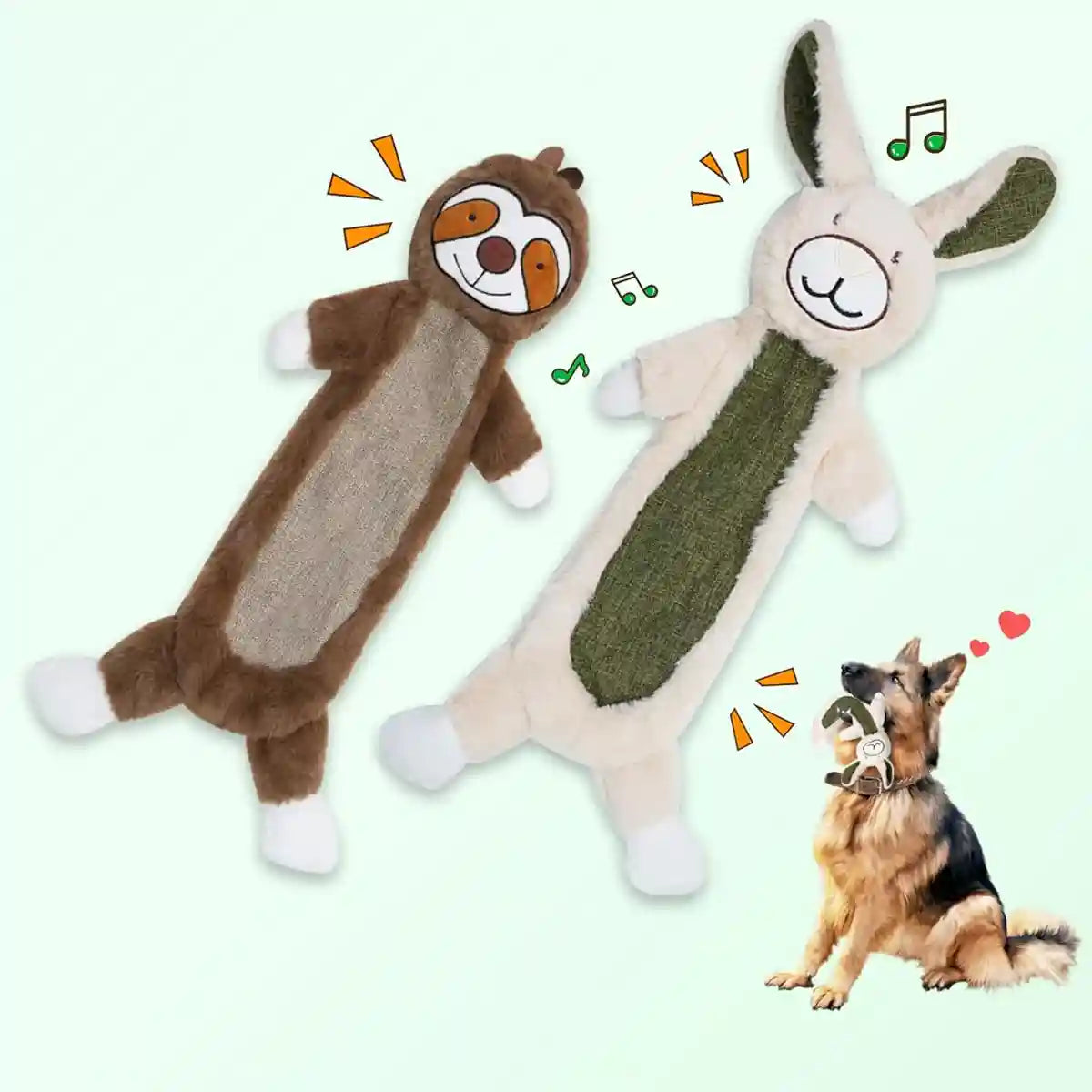 Plush No Stuffing Squeaky Dog Toy with Crinkle Paper