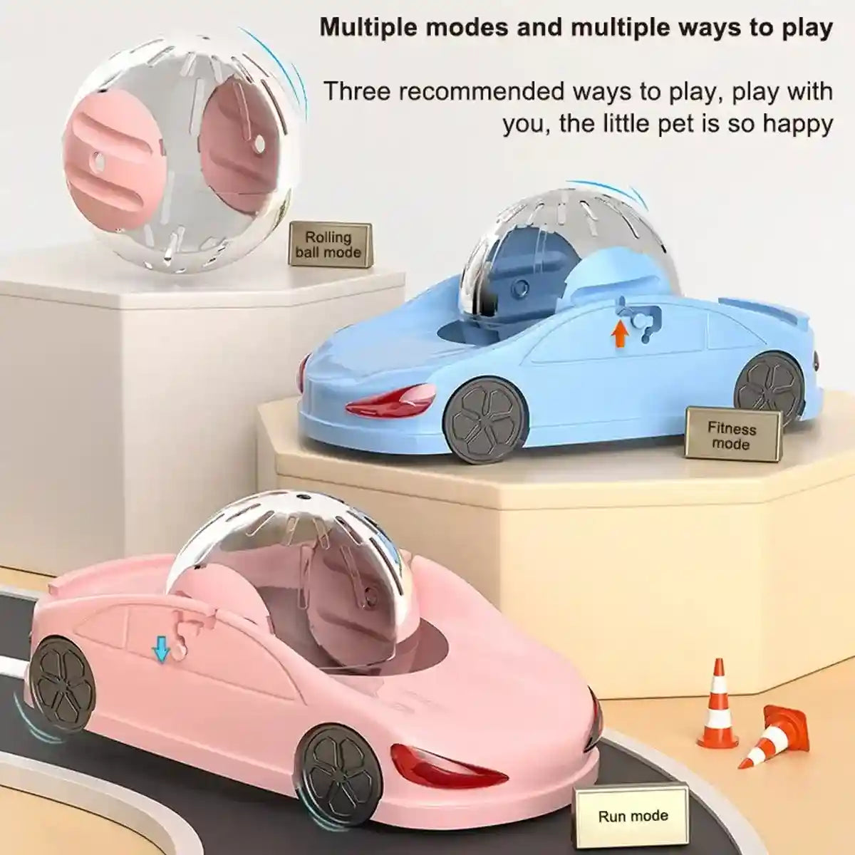 Interactive Hamster Toy Car with Detachable Running Ball 3-in-1 Play