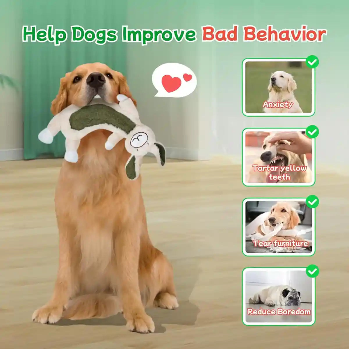 Plush No Stuffing Squeaky Dog Toy with Crinkle Paper