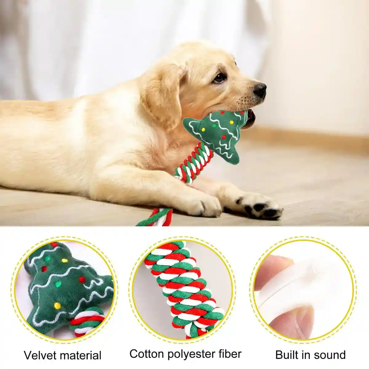 Christmas Dog Toy Set 8pcs Cotton Rope Chew & Play Toys