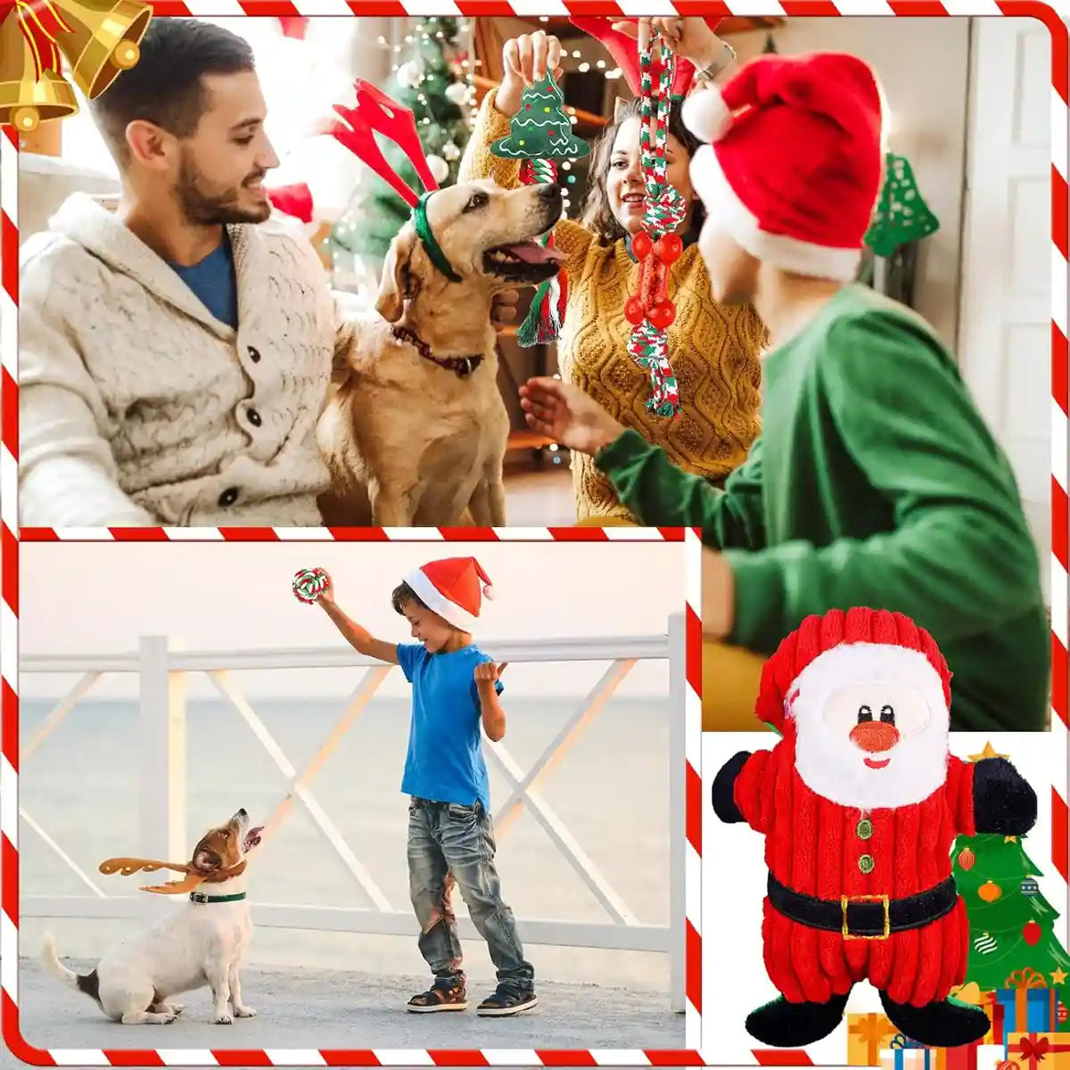 Christmas Dog Toy Set 8pcs Cotton Rope Chew & Play Toys