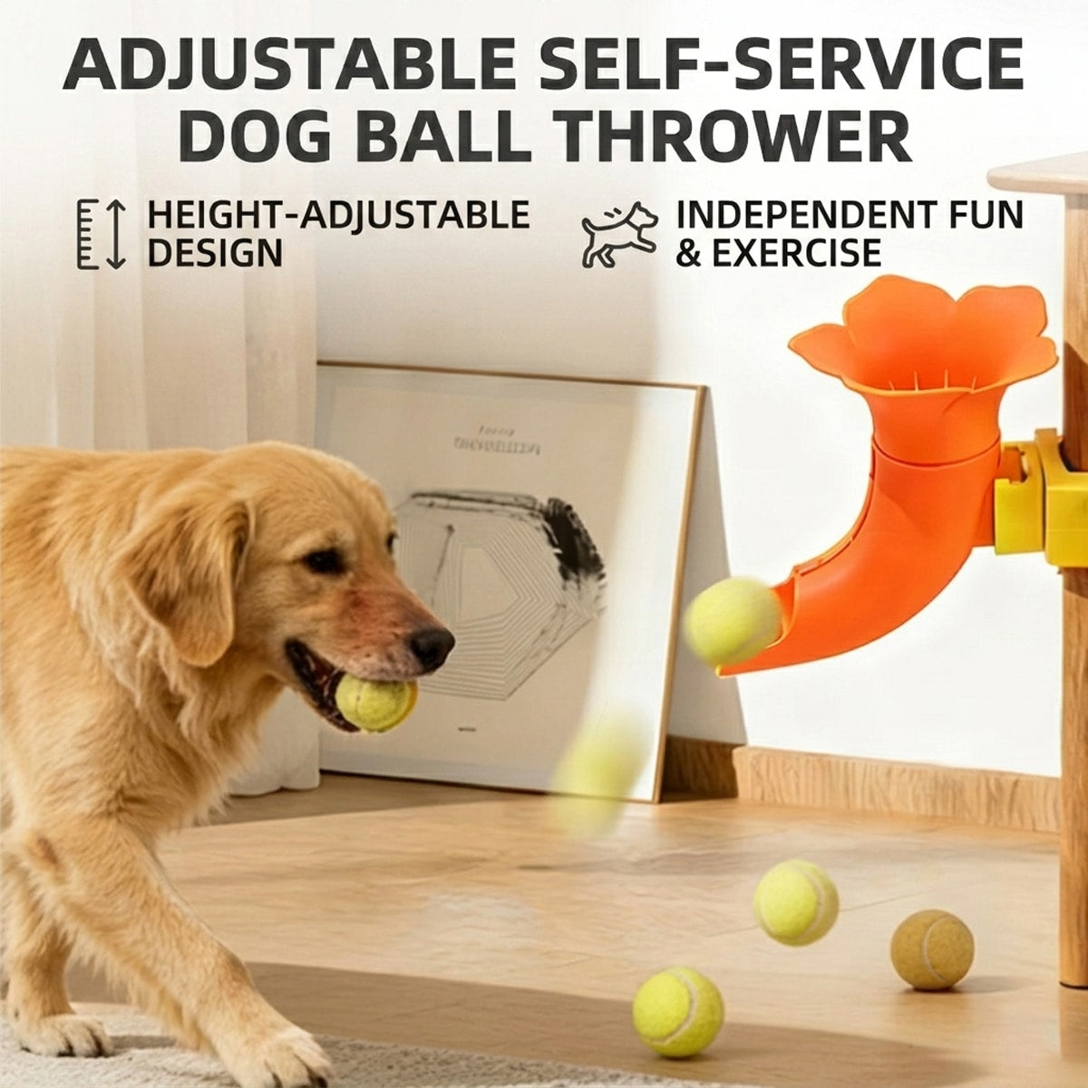 Self-Service Dog Ball Launcher, Adjustable Tennis Ball Thrower