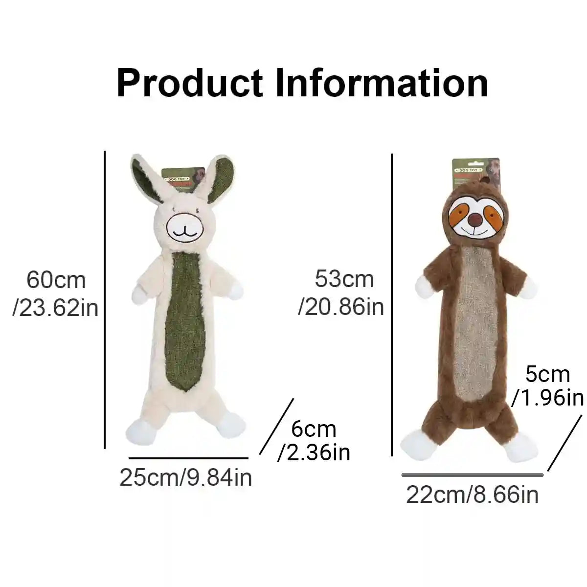 Plush No Stuffing Squeaky Dog Toy with Crinkle Paper