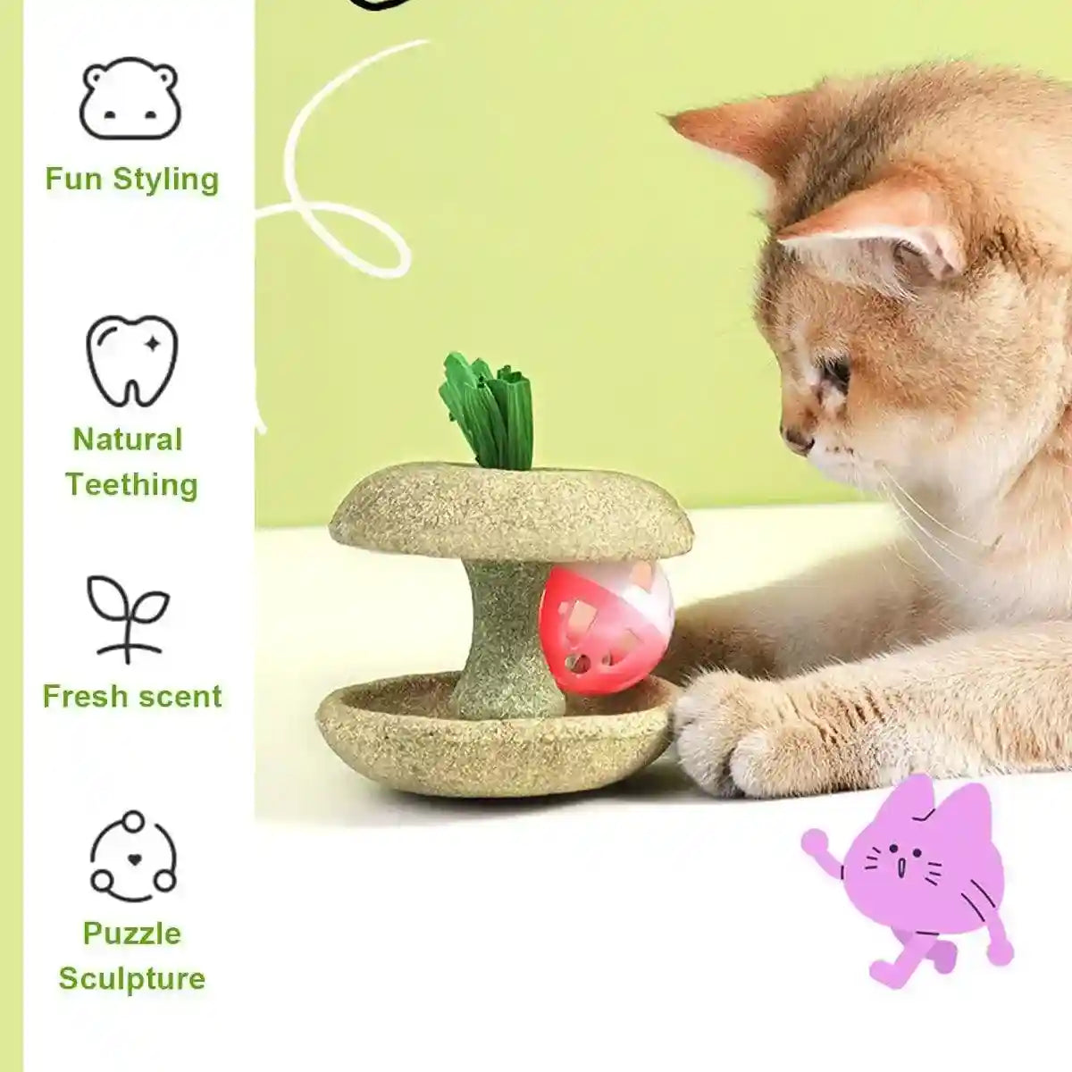 Apple Core Catnip Ball Toy for Interactive Play & Dental Health
