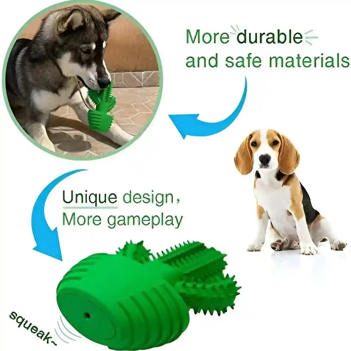 Cactus Shape Dog Chew Toy for Teeth Cleaning and Anxiety Relief