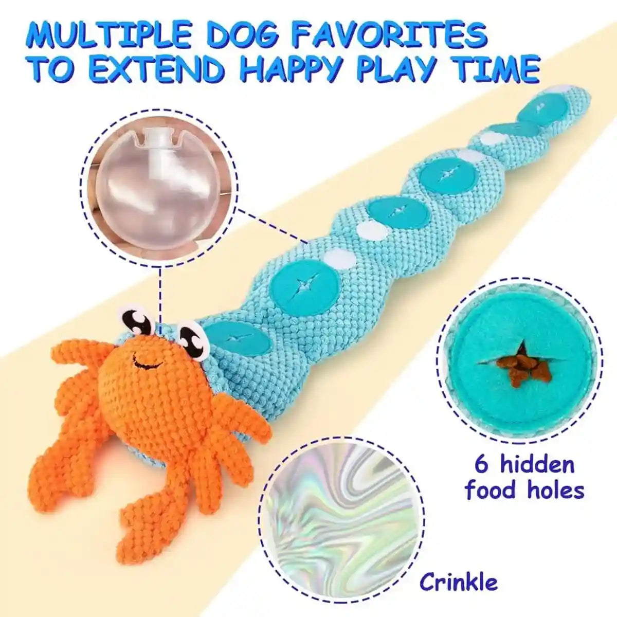Crab Dog Snuffle Toy Sniffing Mat 31.4in Nose-Work Enrichment