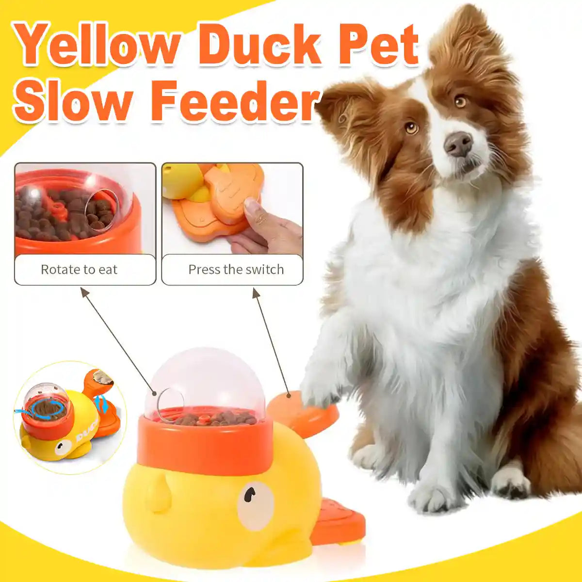 Duck Slow Feeder Toy for Dogs Interactive Puzzle Treat Dispenser