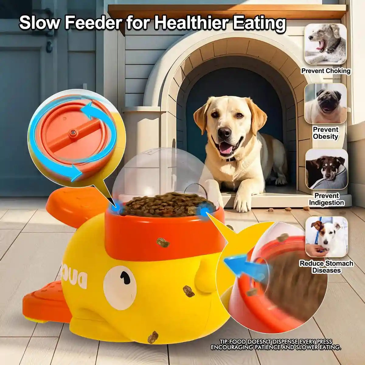 Duck Slow Feeder Toy for Dogs Interactive Puzzle Treat Dispenser
