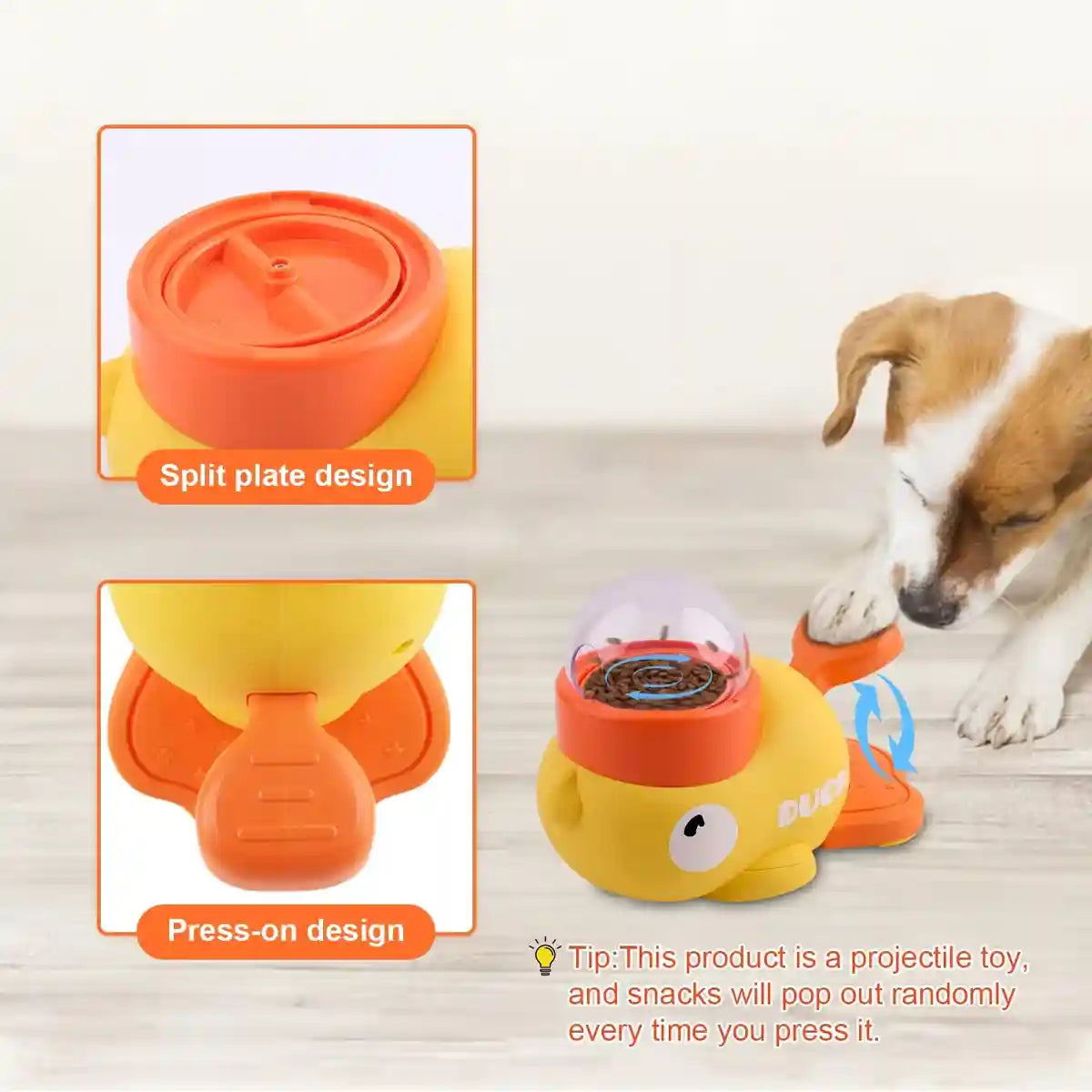 Duck Slow Feeder Toy for Dogs Interactive Puzzle Treat Dispenser