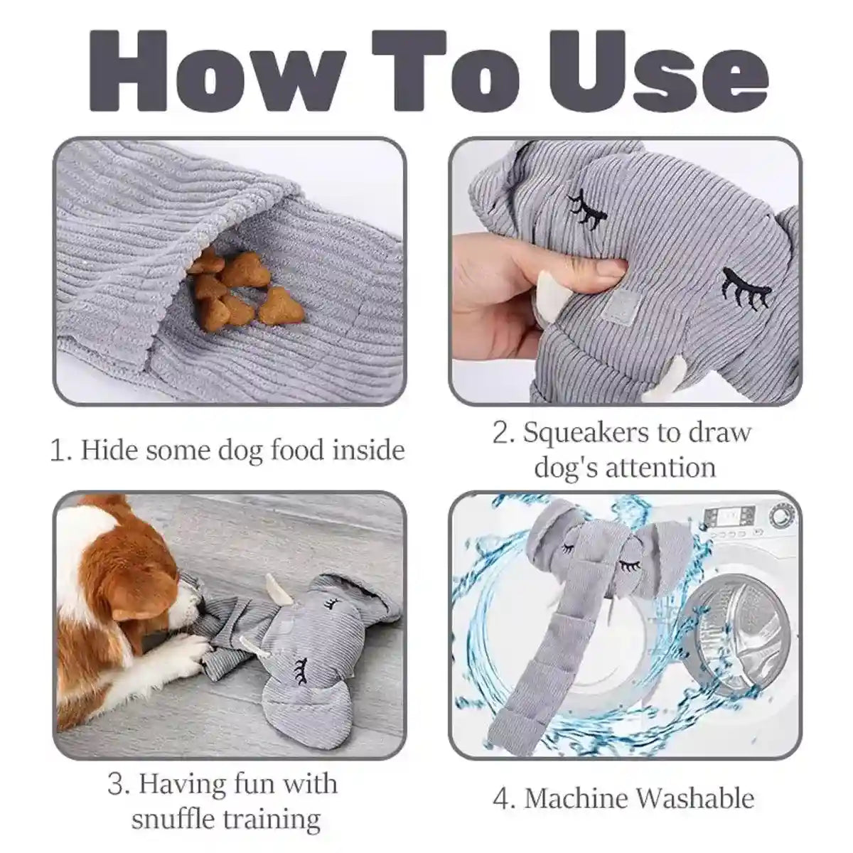 Elephant Snuffle Dog Toy Interactive Nose Work & Chew Training Toy