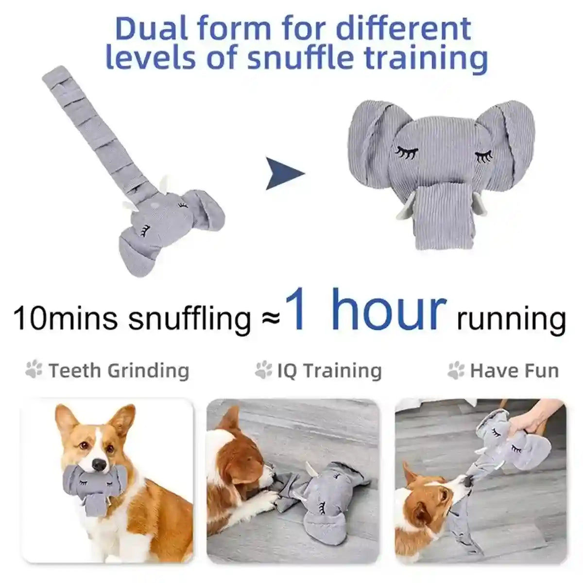 Elephant Snuffle Dog Toy Interactive Nose Work & Chew Training Toy