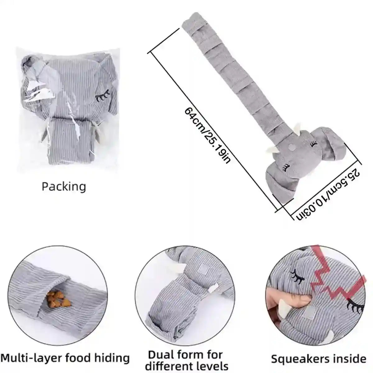 Elephant Snuffle Dog Toy Interactive Nose Work & Chew Training Toy