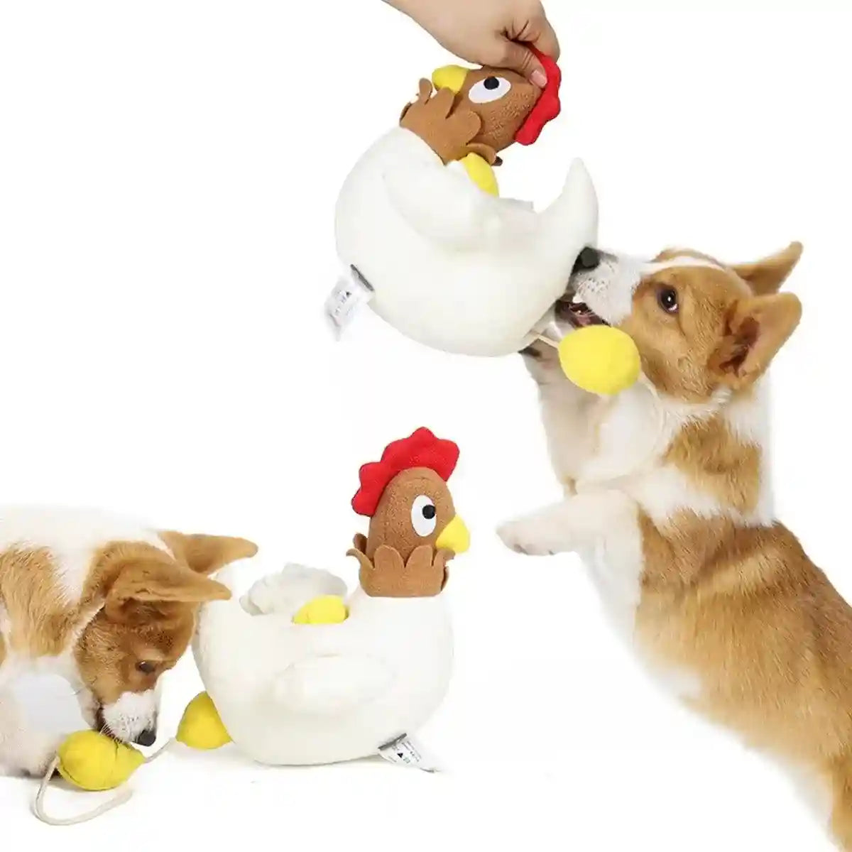 Hen Laying Eggs Dog Toy Plush Squeaky Treat Puzzle for Small Dogs