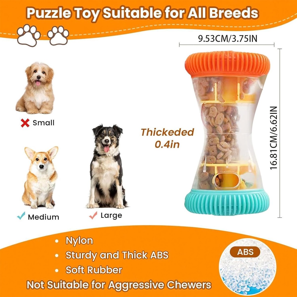 Interactive Dog Treat Dispenser Toy, Slow Feeder Puzzle
