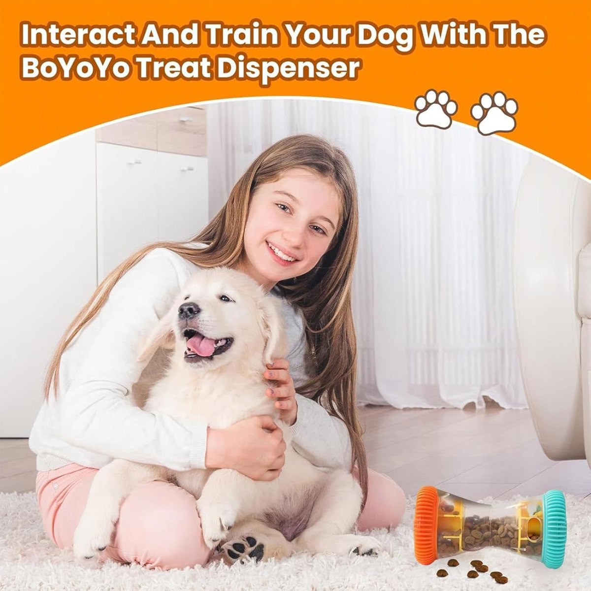 Interactive Dog Treat Dispenser Toy, Slow Feeder Puzzle