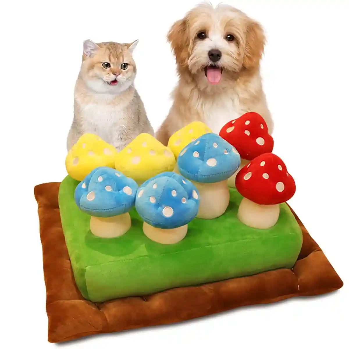 Colourful Mushroom Ground Plush Toy Pet Dog Interactive Educational Grass Toy