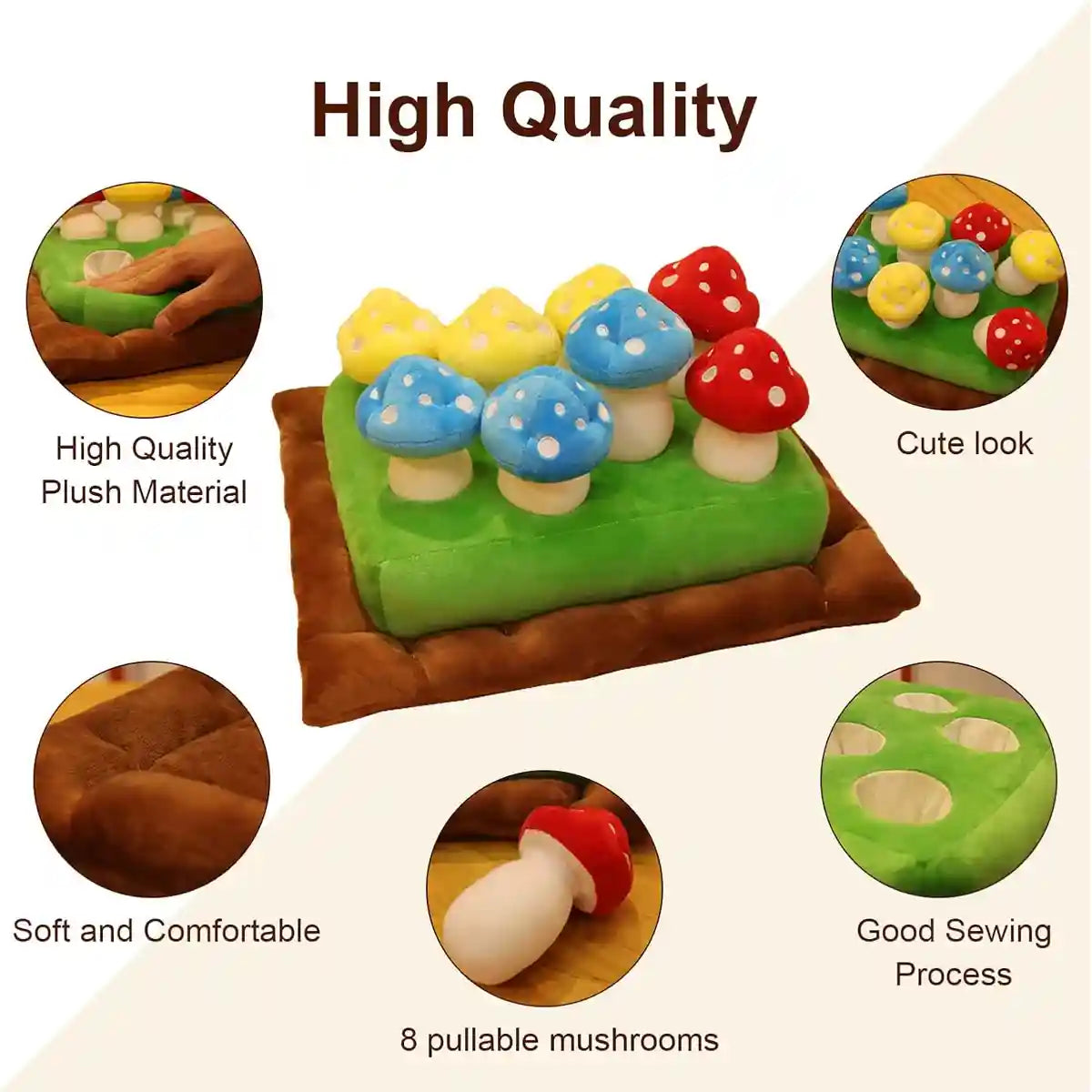 Colourful Mushroom Ground Plush Toy Pet Dog Interactive Educational Grass Toy