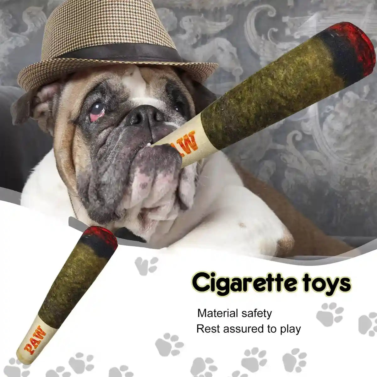 Funny Cigarette Dog Squeaky Toy Plush Chew Toy