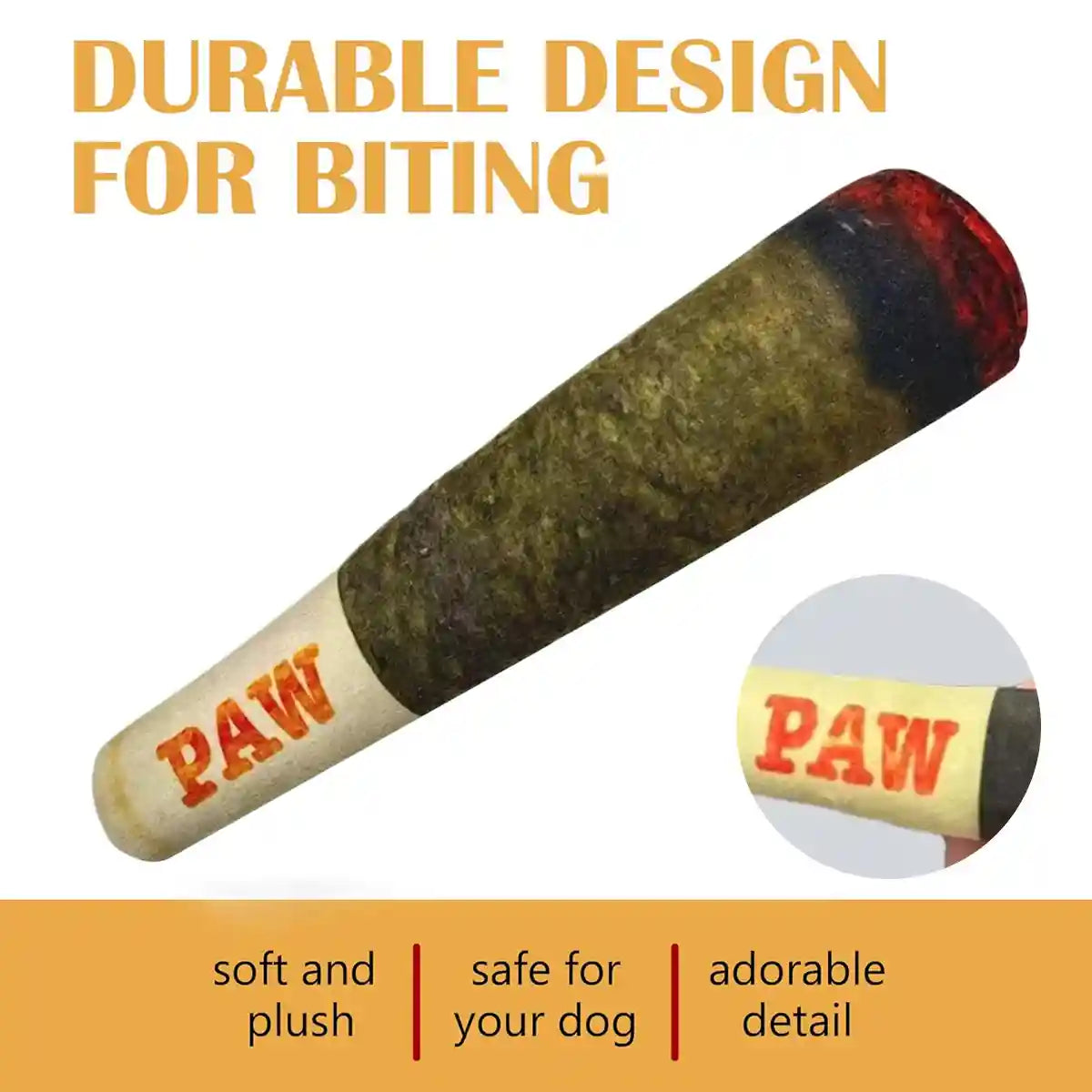 Funny Cigarette Dog Squeaky Toy Plush Chew Toy