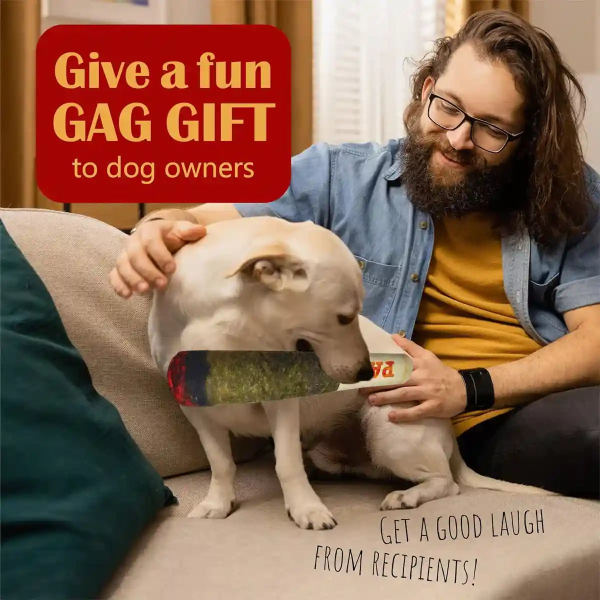 Funny Cigarette Dog Squeaky Toy Plush Chew Toy