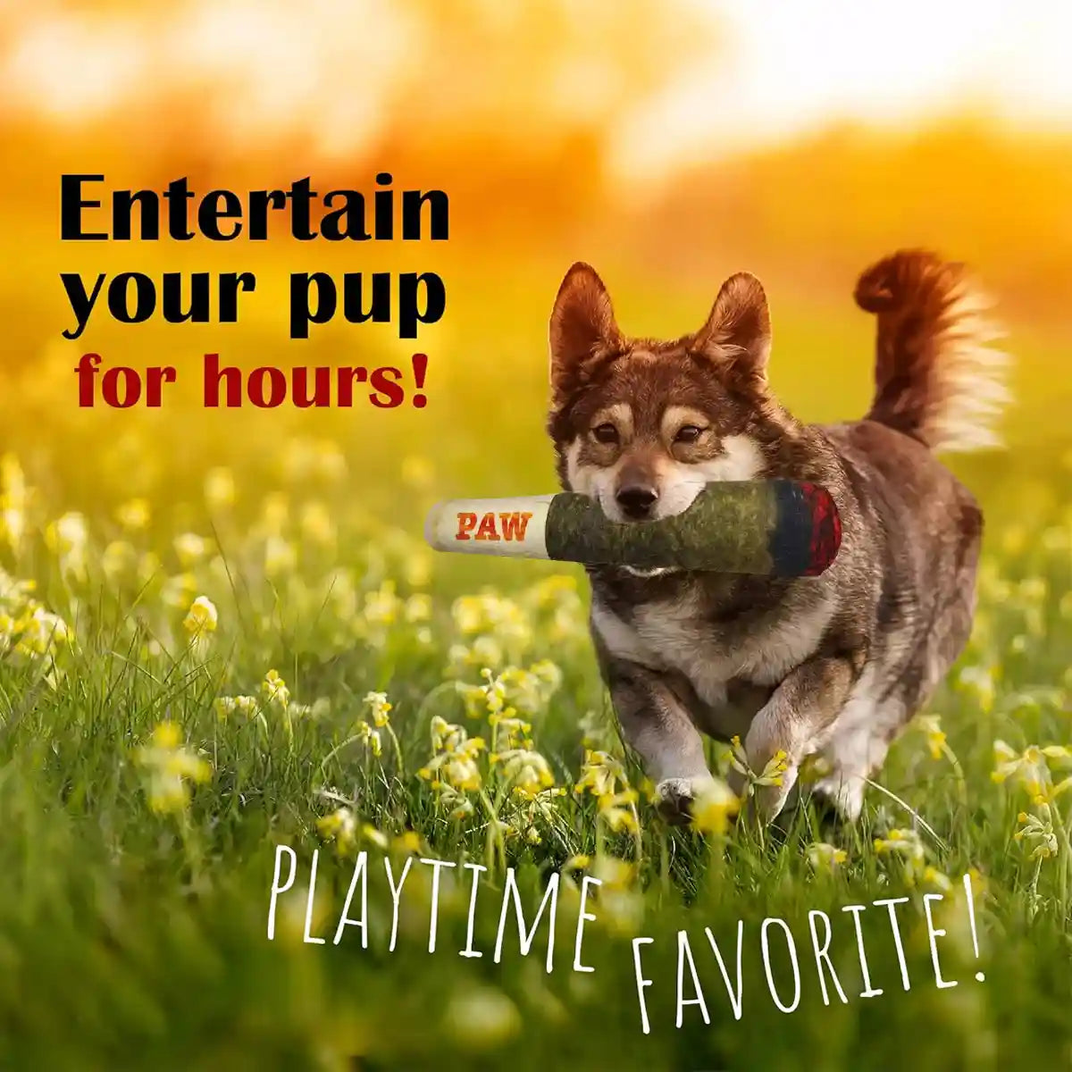 Funny Cigarette Dog Squeaky Toy Plush Chew Toy