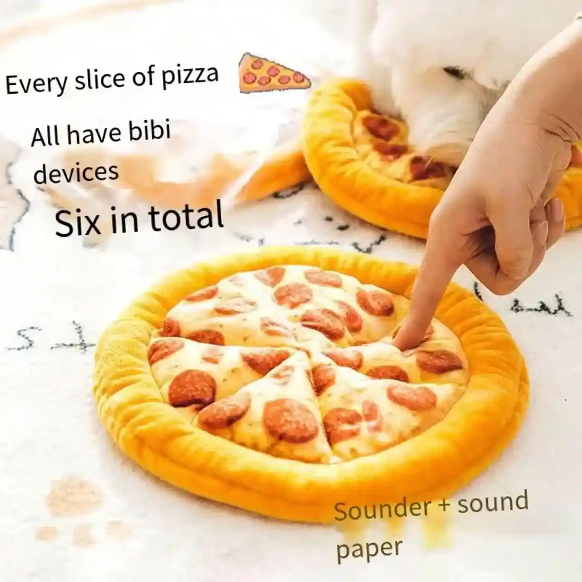 Plush Pizza Squeaky Dog Toy for Small & Medium Dogs Interactive Pet Chew Toy