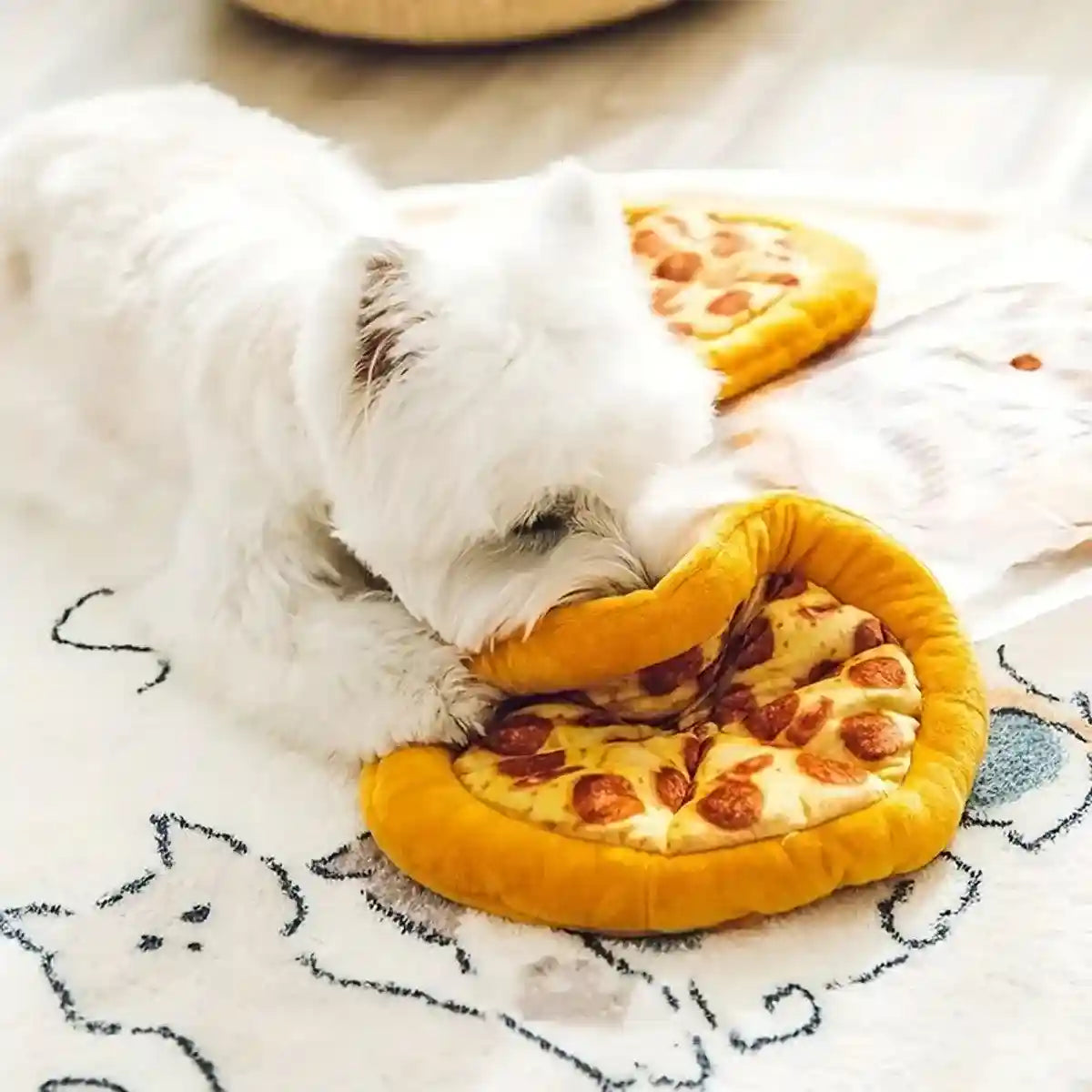 Plush Pizza Squeaky Dog Toy for Small & Medium Dogs Interactive Pet Chew Toy