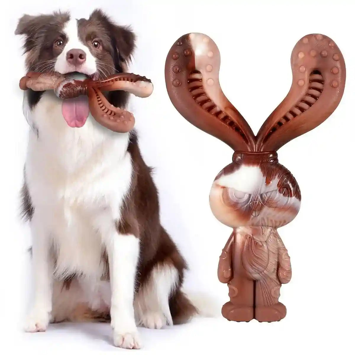 Rabbit-Shaped Dog Chew Toy with Beef Flavor for Large Breeds