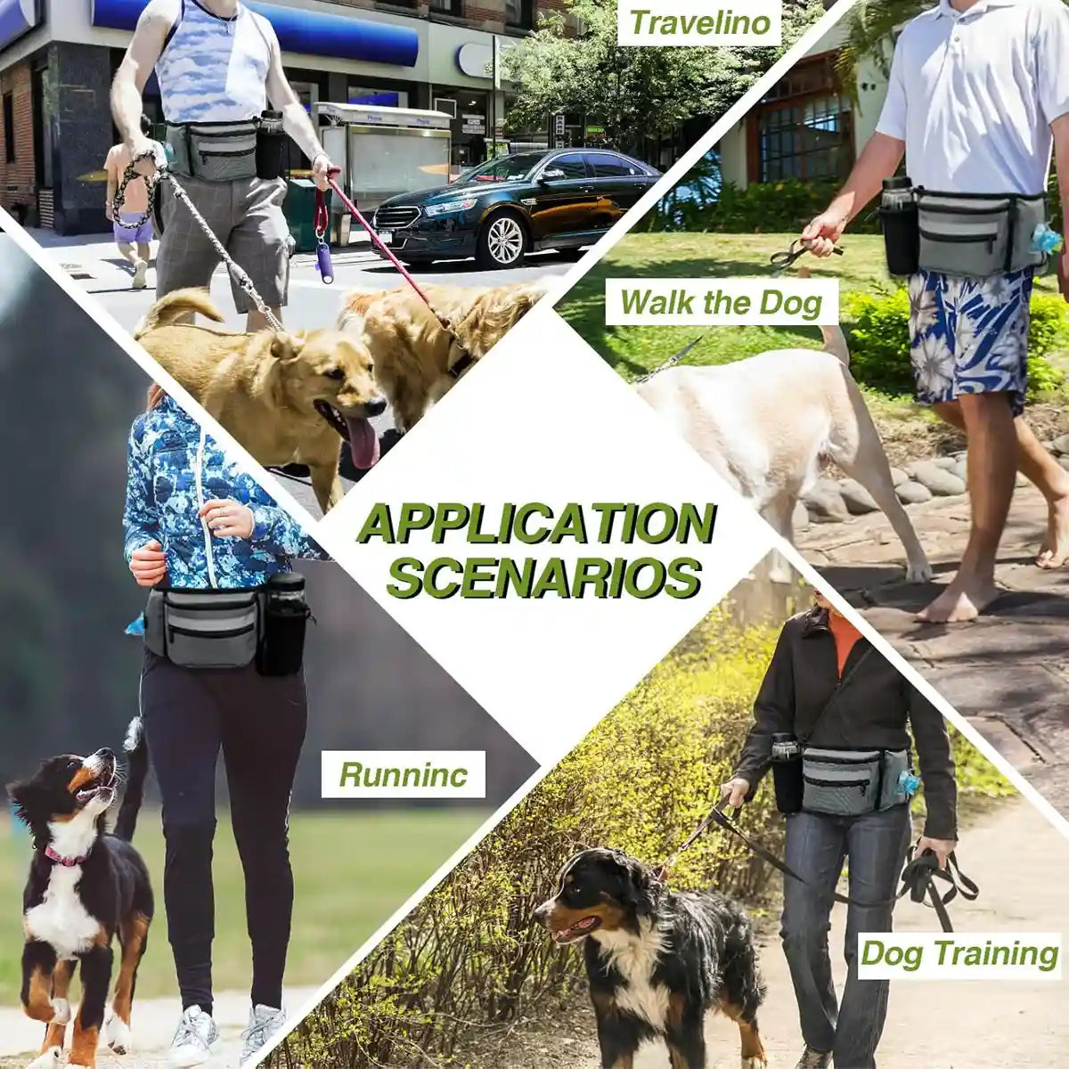 Dog Treat Pouch Adjustable Dog Walking Waist Bag with Pockets