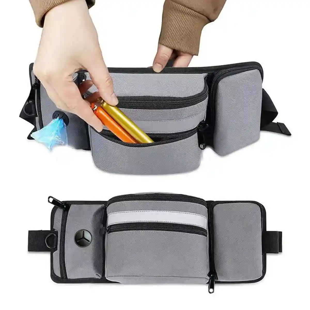 Dog Treat Pouch Adjustable Dog Walking Waist Bag with Pockets