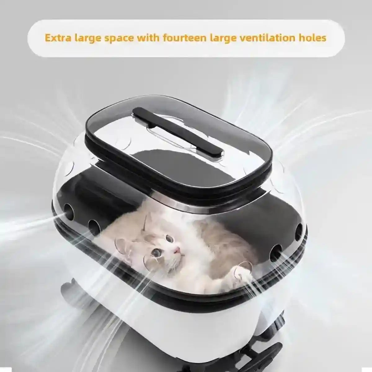 Pet Trolley with Skylight Design Convenient Travel Carrier for Cats and Small Pets