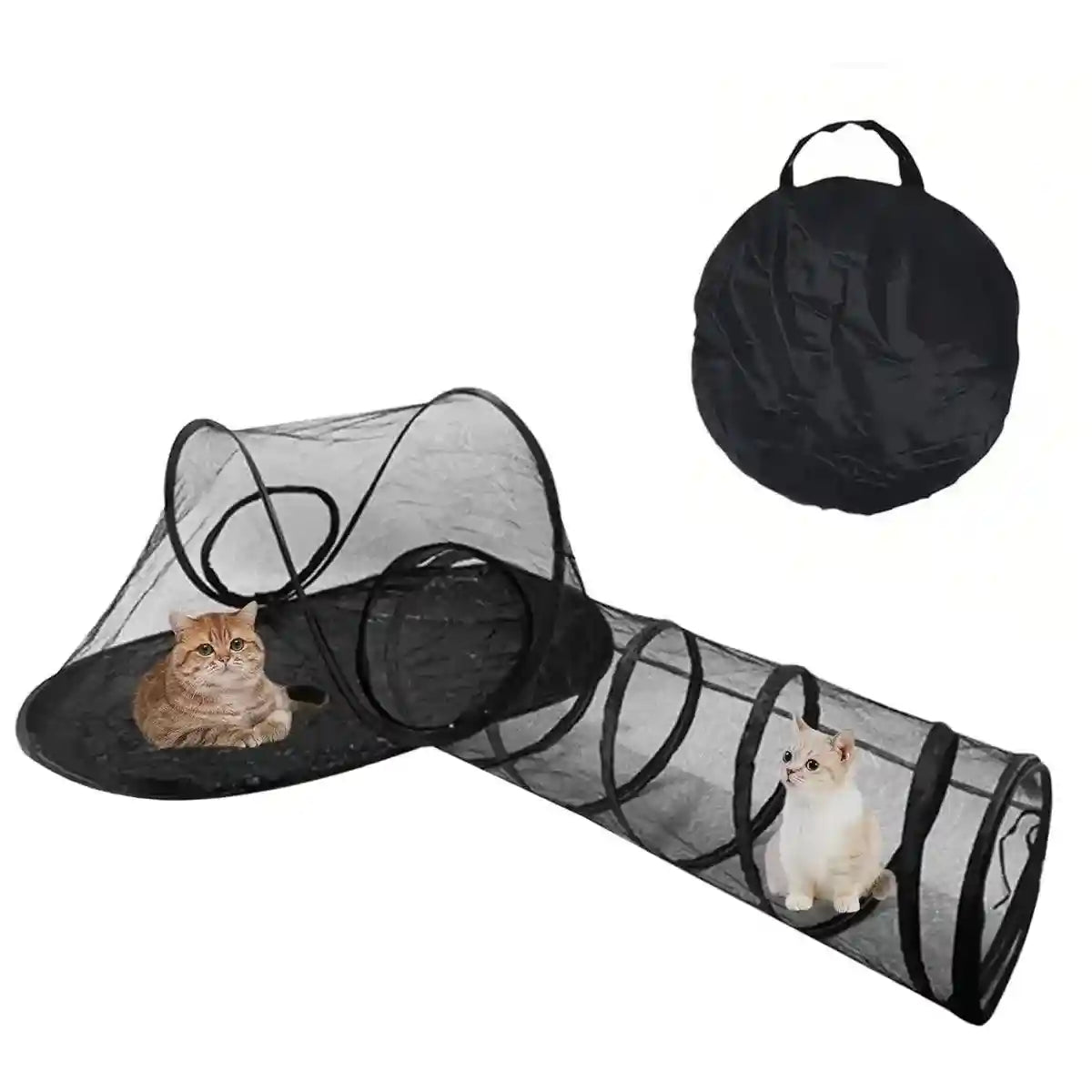 Foldable Cat Tunnel Outdoor Play Tent – Breathable Mesh Pet Playpen