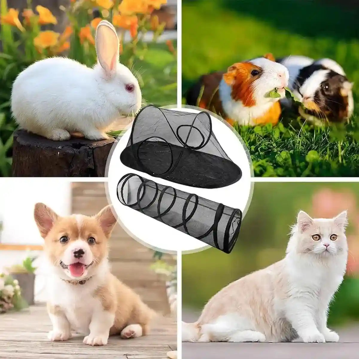 Foldable Cat Tunnel Outdoor Play Tent – Breathable Mesh Pet Playpen