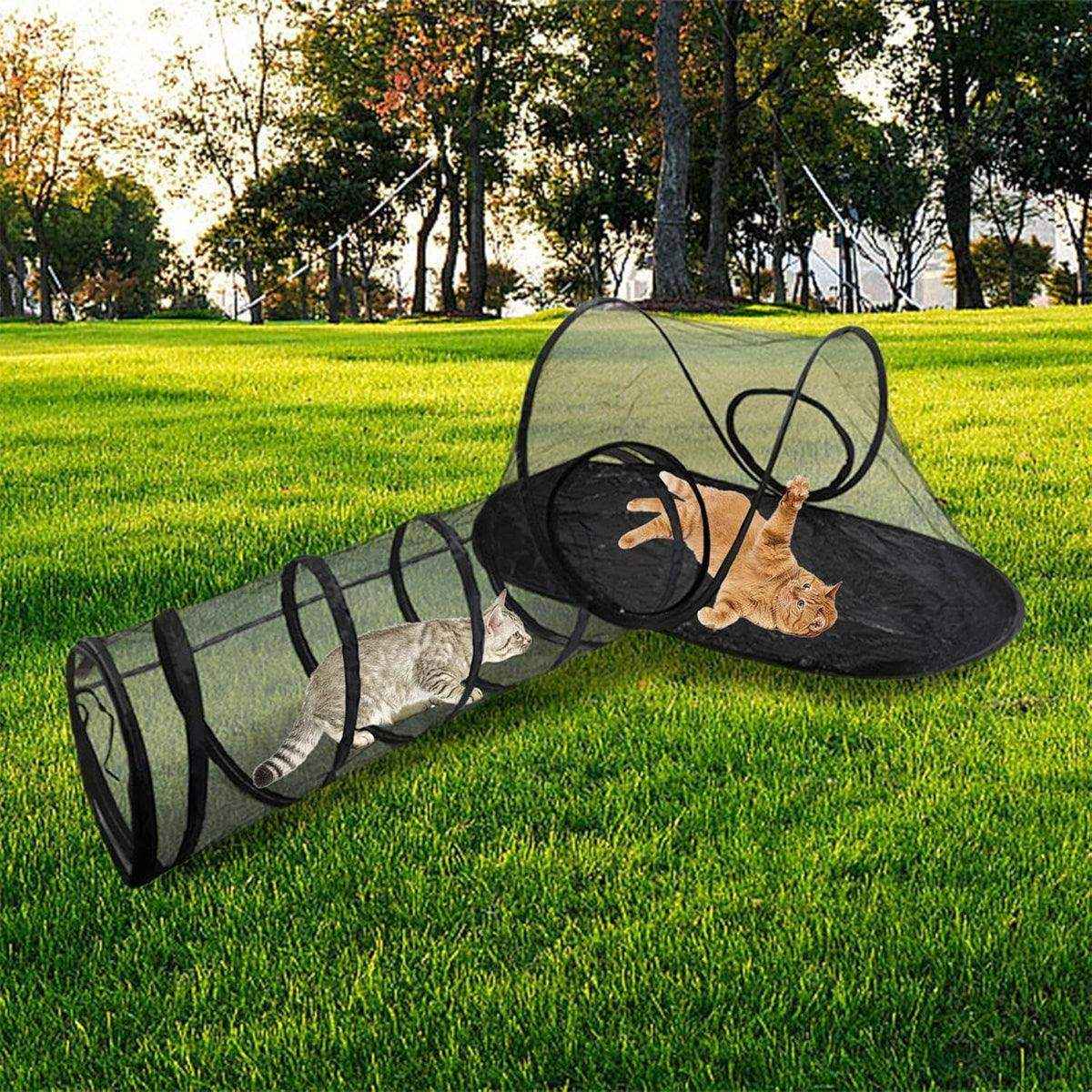 Foldable Cat Tunnel Outdoor Play Tent – Breathable Mesh Pet Playpen