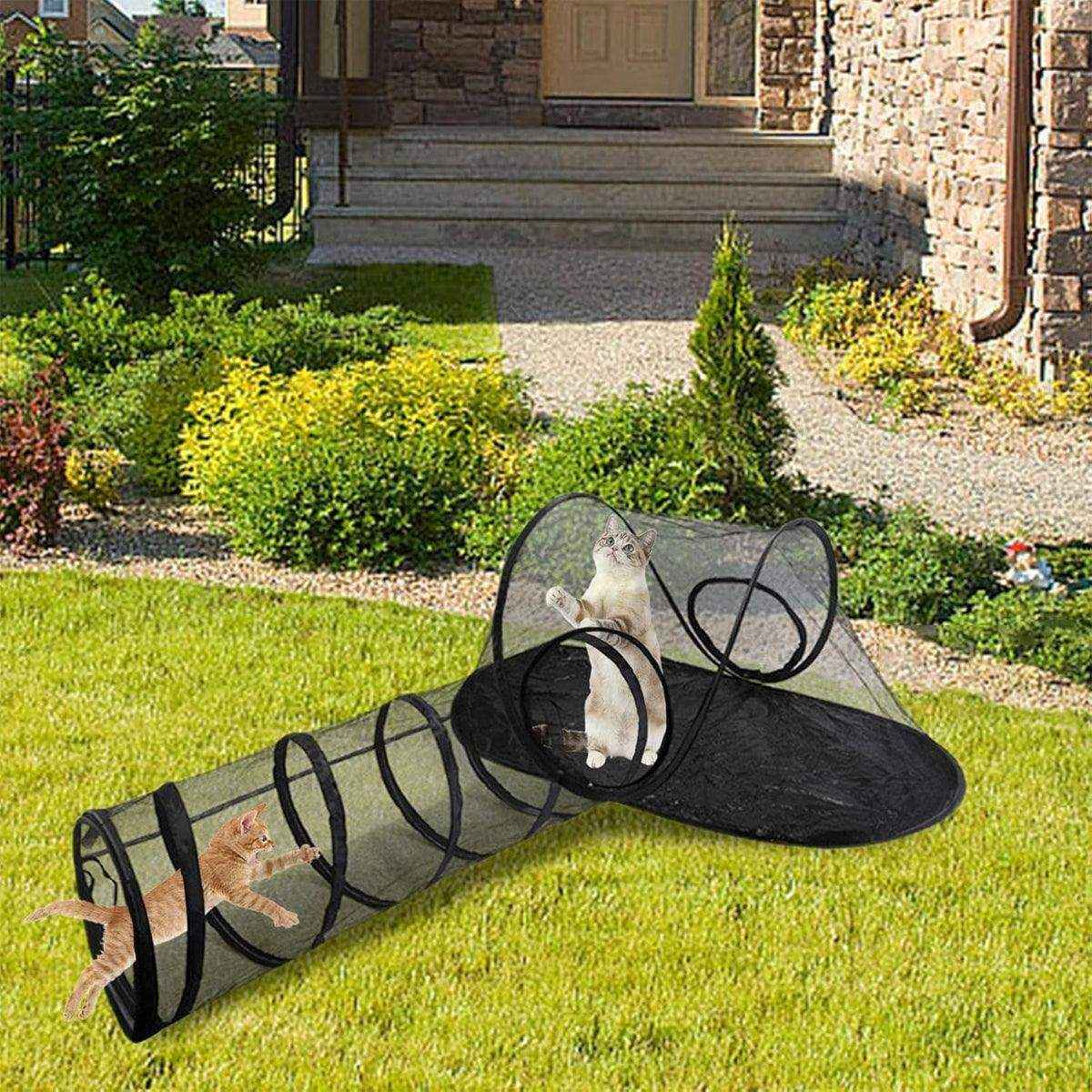 Foldable Cat Tunnel Outdoor Play Tent – Breathable Mesh Pet Playpen