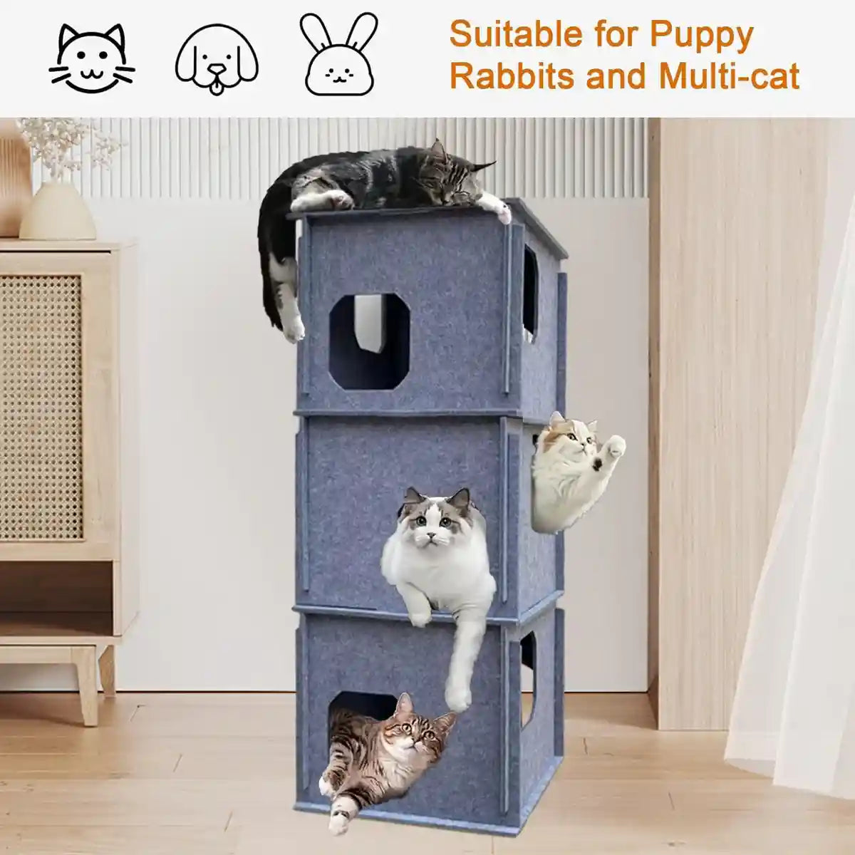 Felt Cat Bed Stacking Game Tower