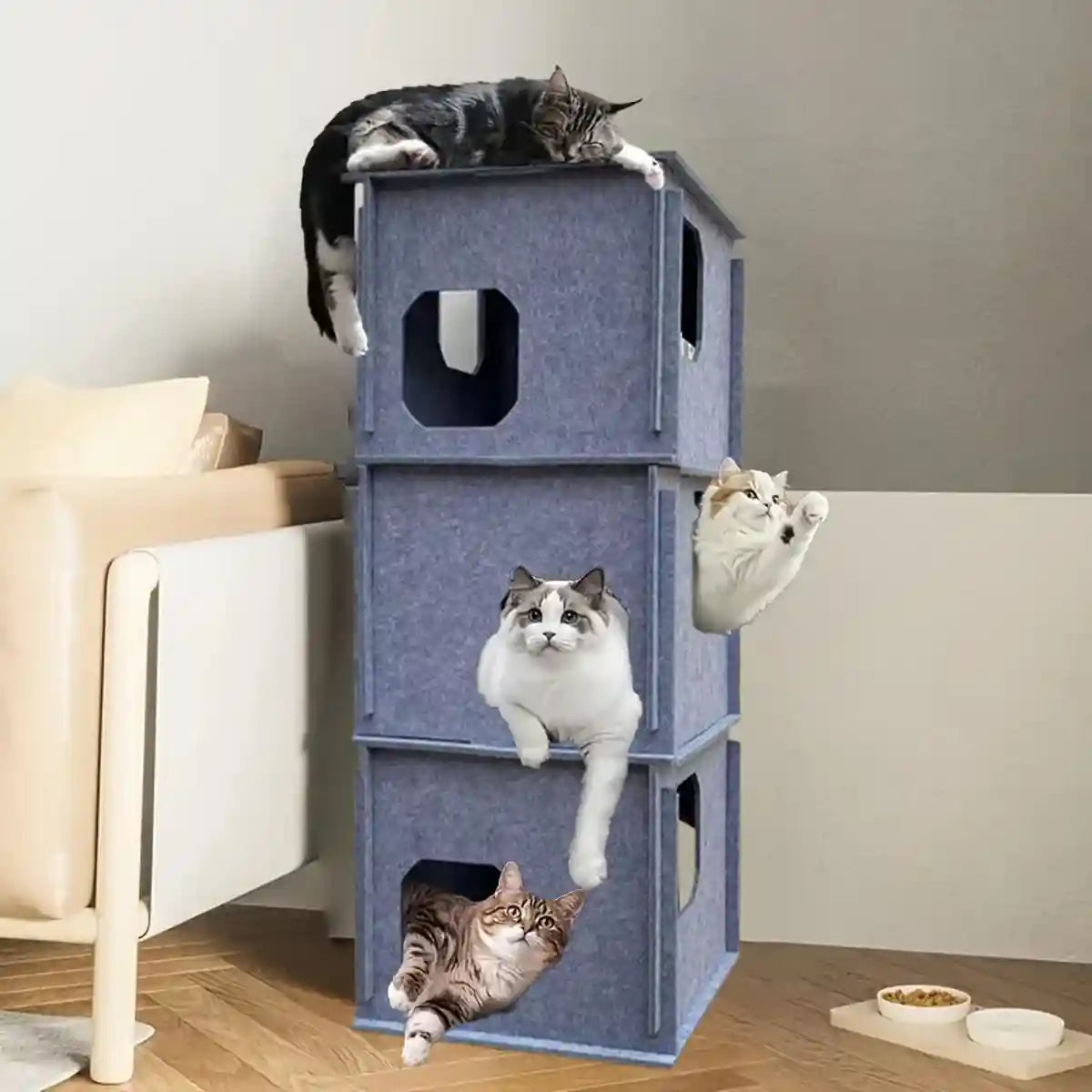 Felt Cat Bed Stacking Game Tower