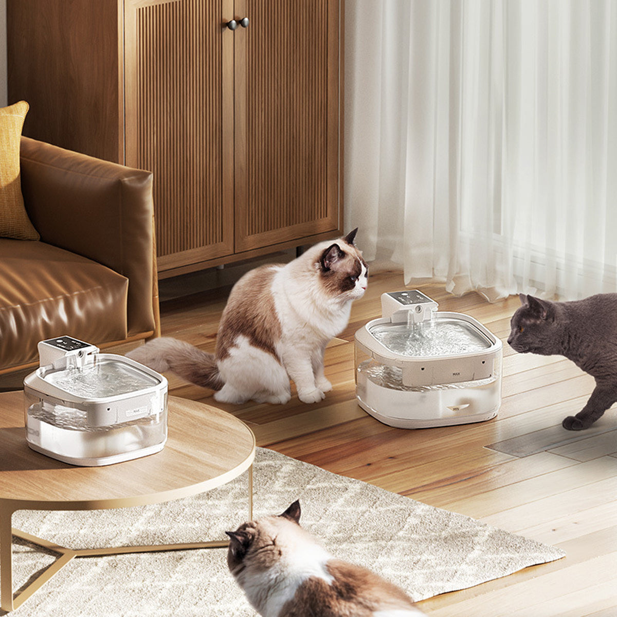Smart Pet Water Fountain with Stainless Steel Tray
