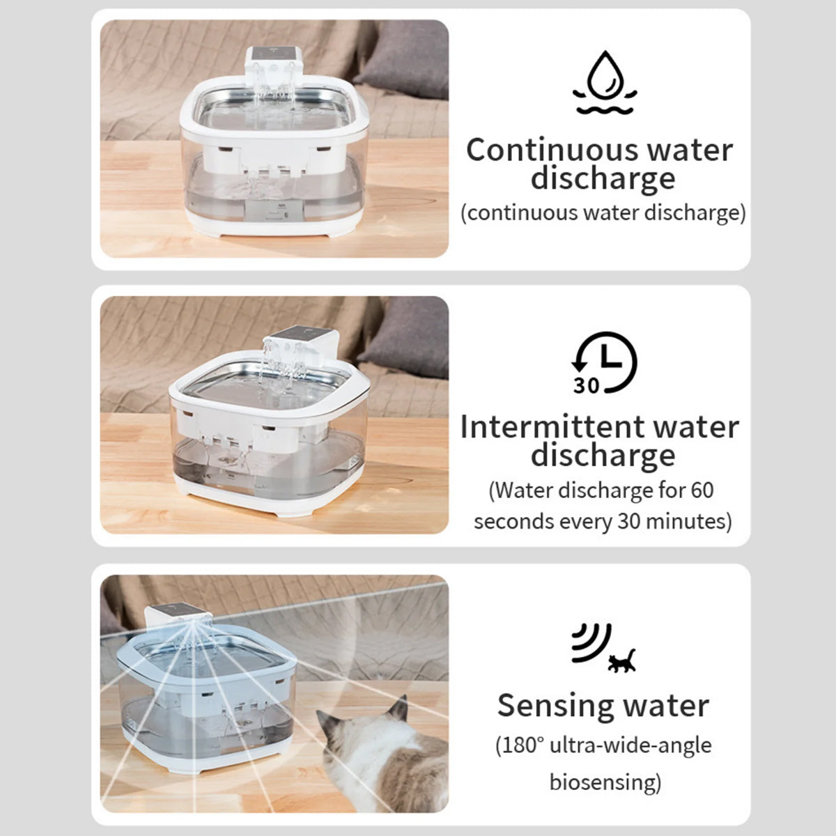 Smart Pet Water Fountain with Stainless Steel Tray