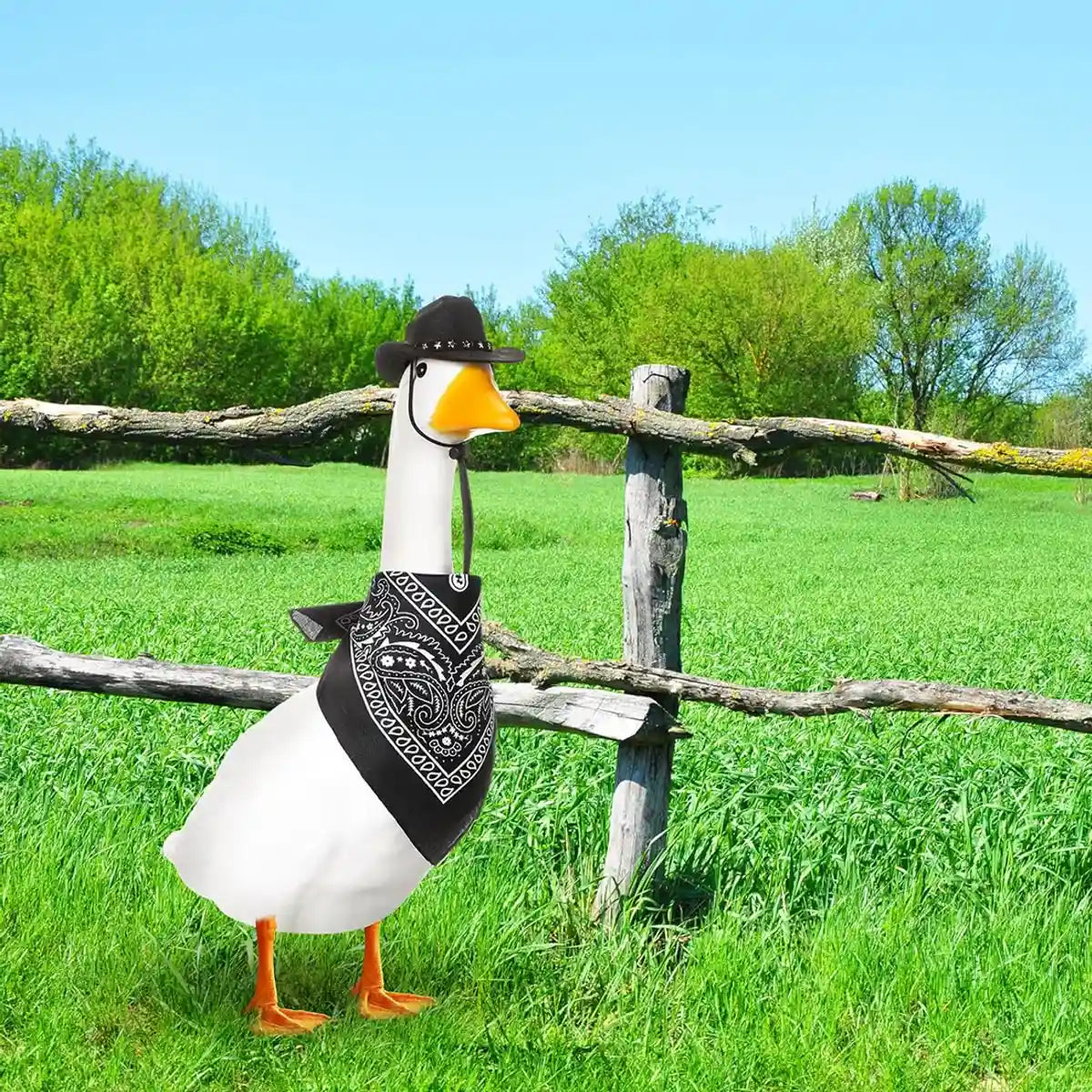 Pet Cowboy Costume Set for Ducks or Geese with Hat and Bandana