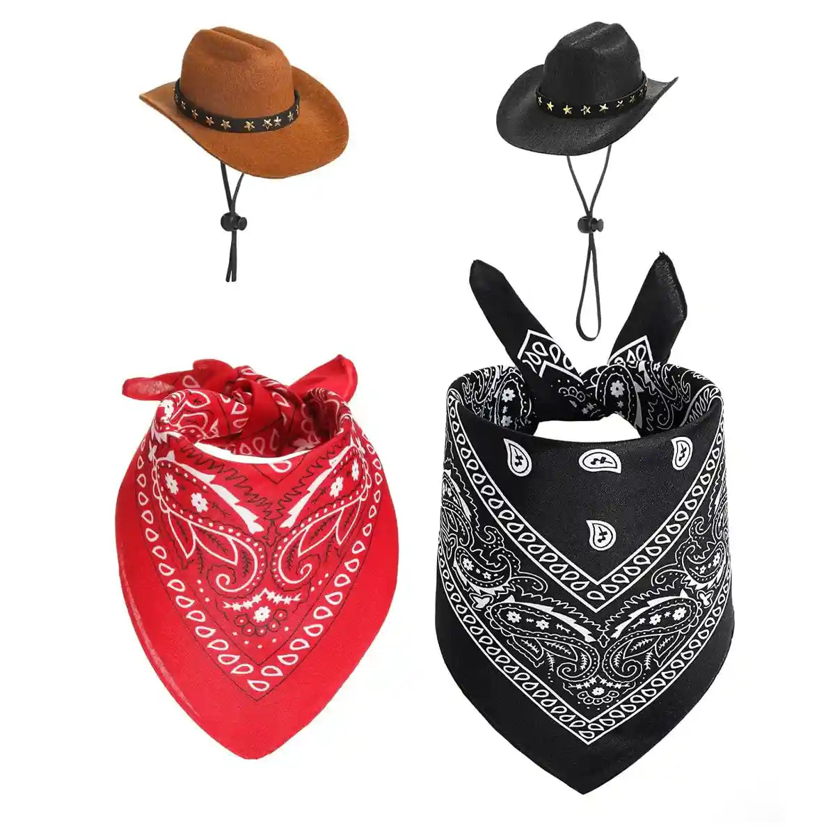 Pet Cowboy Costume Set for Ducks or Geese with Hat and Bandana