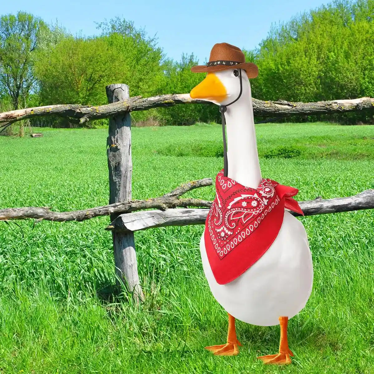 Pet Cowboy Costume Set for Ducks or Geese with Hat and Bandana