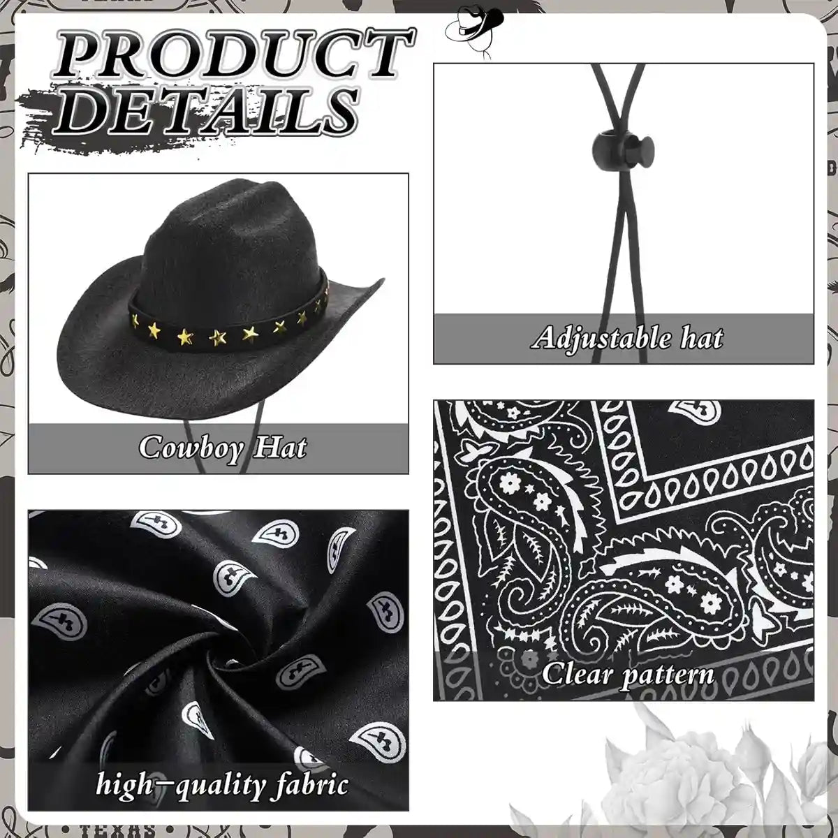 Pet Cowboy Costume Set for Ducks or Geese with Hat and Bandana