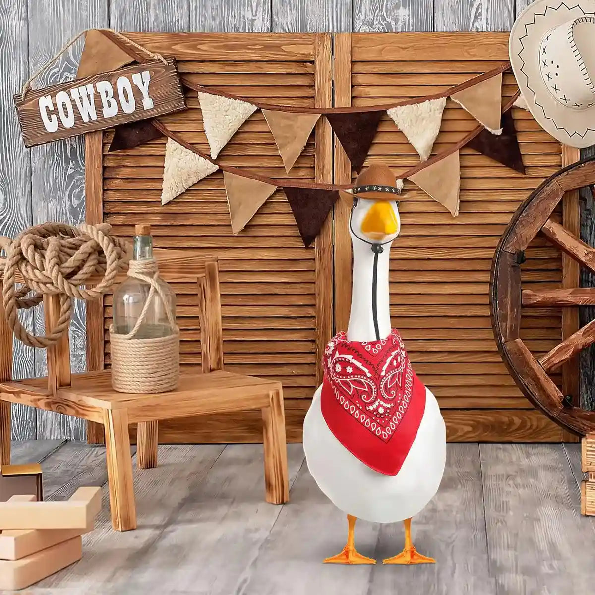 Pet Cowboy Costume Set for Ducks or Geese with Hat and Bandana