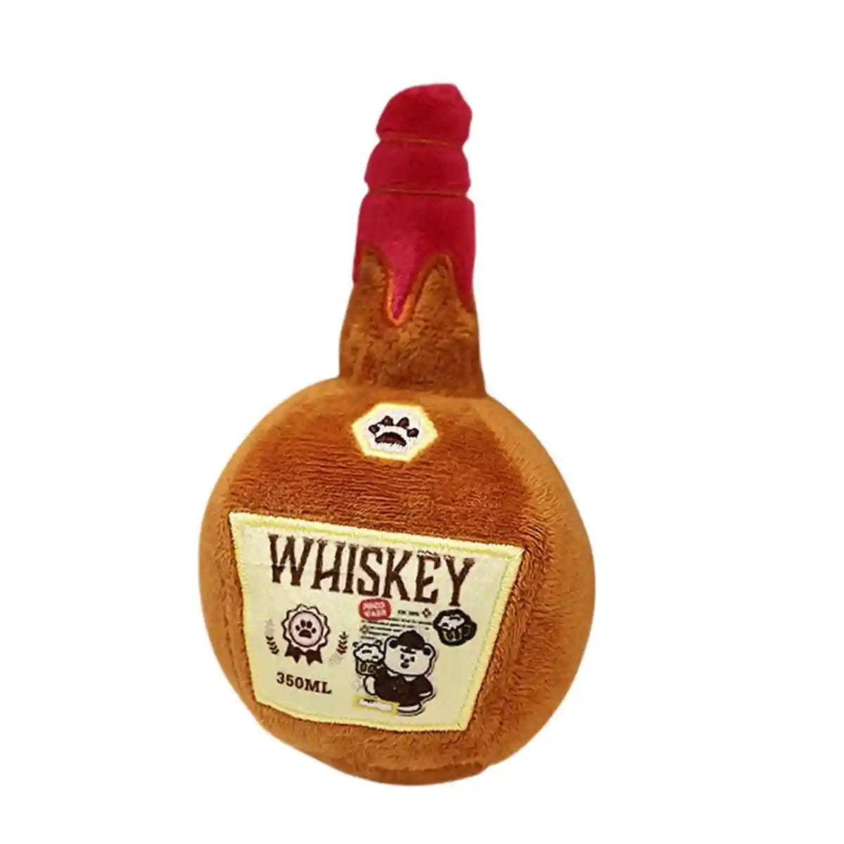 Whiskey Bottle Plush Dog Toy Crinkle Chew for Small and Medium Dogs