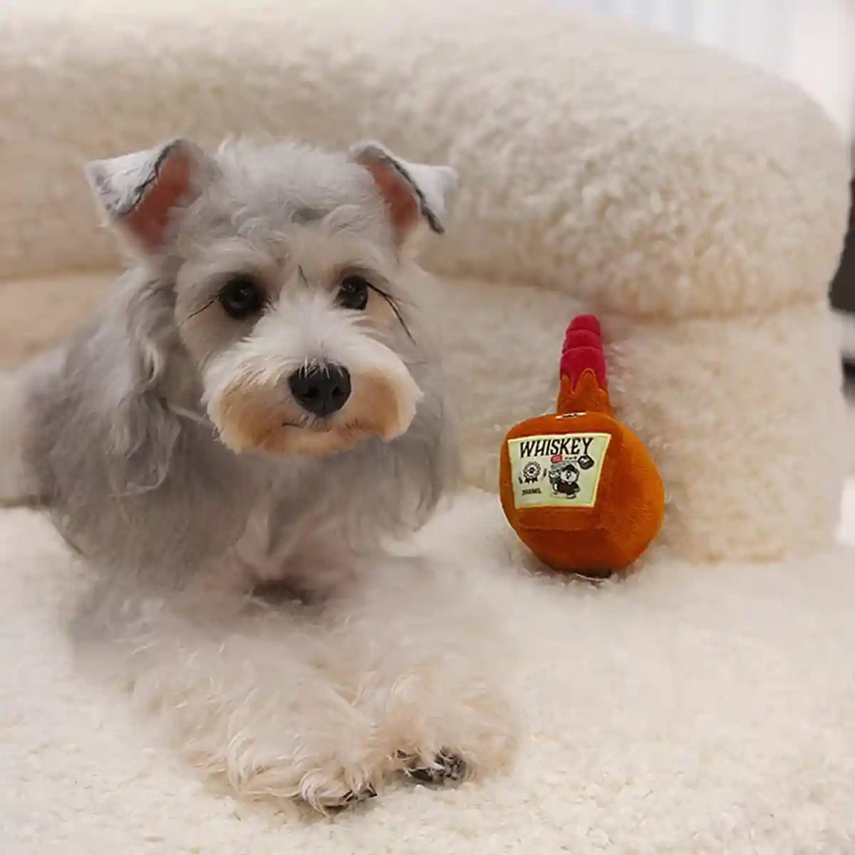 Whiskey Bottle Plush Dog Toy Crinkle Chew for Small and Medium Dogs