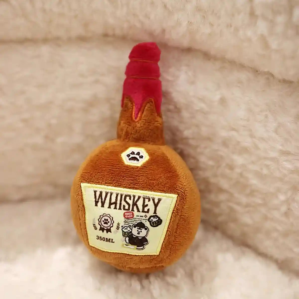Whiskey Bottle Plush Dog Toy Crinkle Chew for Small and Medium Dogs