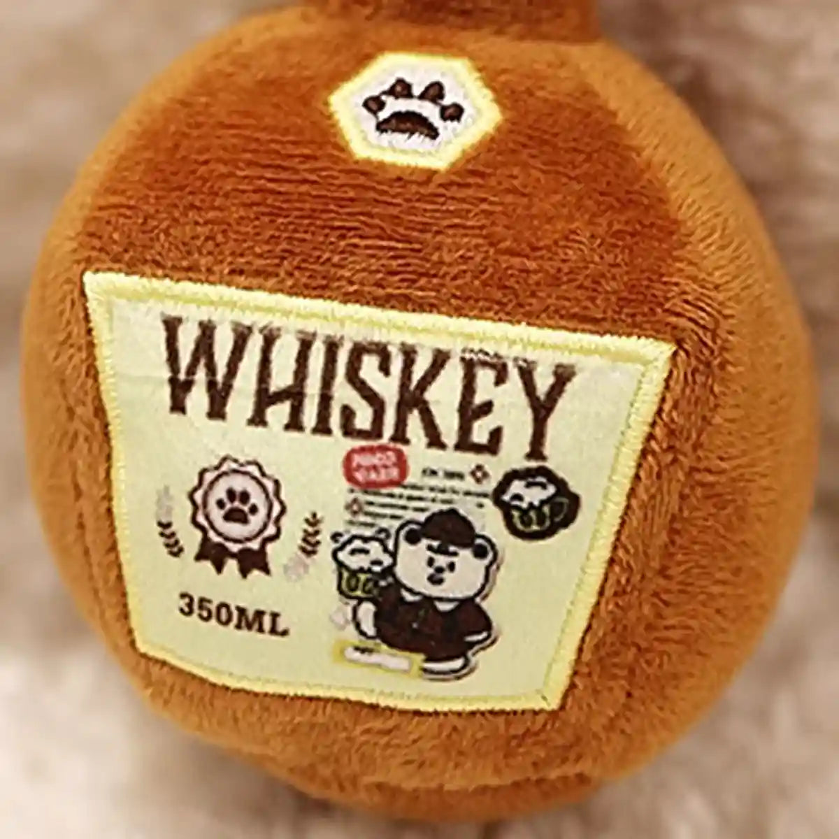 Whiskey Bottle Plush Dog Toy Crinkle Chew for Small and Medium Dogs